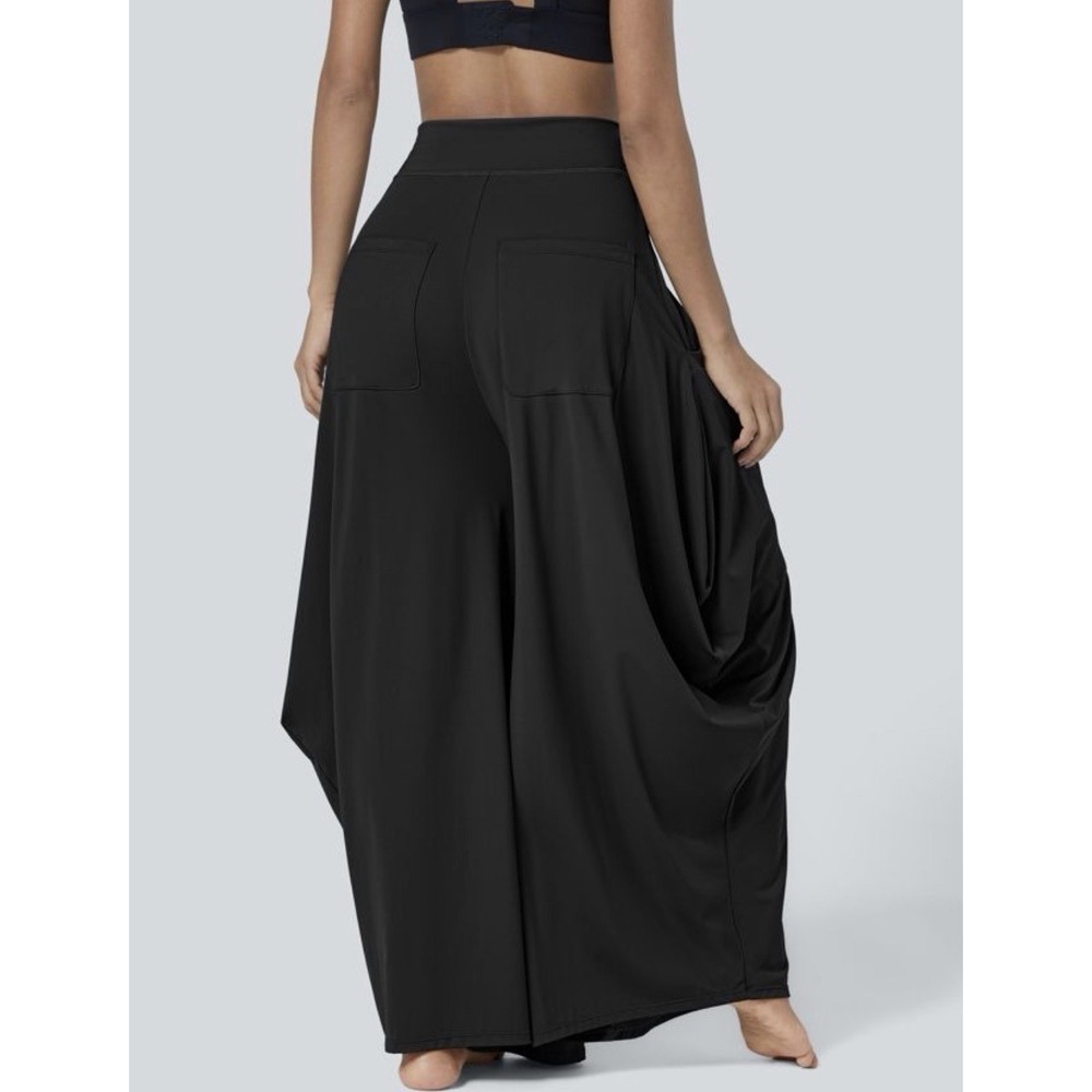 Halara Mid Rise Draped Wide Leg Pants Women's Pockets Casual Stretch Small Reg - Picture 2 of 10
